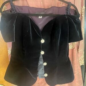 Vintage silk black velvet corset sz S